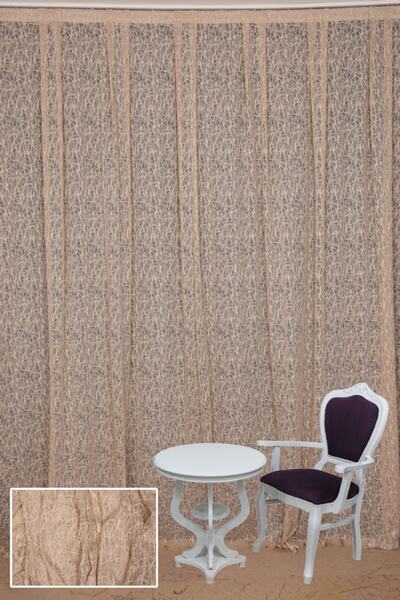 AKÇA TEKSTİL ستارة خلفية مطوية من التول العنكبوتي بلون المنك بجناح واحد مقاس ...