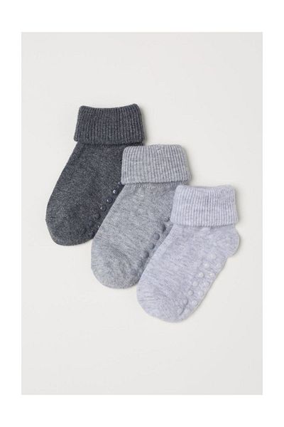 MEM SOCKS Baby Socks Organic-cotton Curled Anti-Slip 3-pack