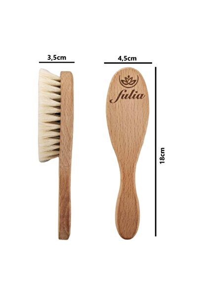 Fulia %100 Doğal Keçi Kılı Bebek Saç Fırçası Ve Doğal At Kılı Yüz Fırçası Ikili Anne Bebek Seti