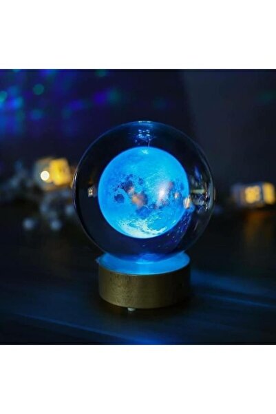 Genel Markalar Kristal Cam Küre Renk Değiştiren Led Işıklı Ay Lamba