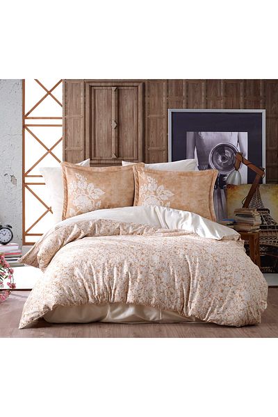 Hobby Double Satin Duvet Cover Set Elvira Honey Foam