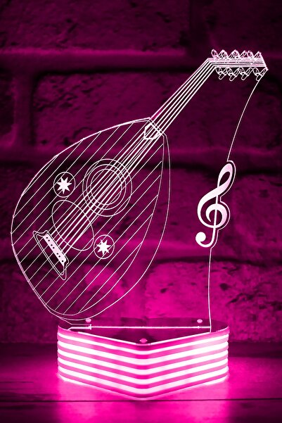 Hediye Kovanı مصباح ثلاثي الأبعاد لإضاءة العود لمحبي الموسيقى والموسيقى