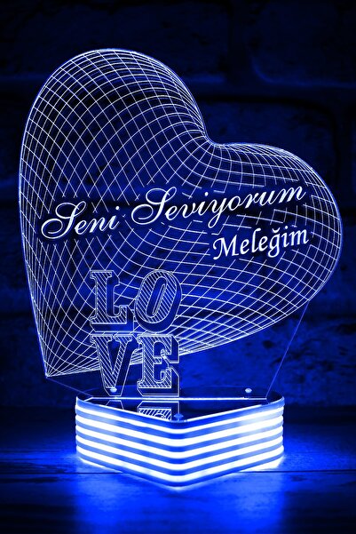 Hediye Kovanı أنا أحبك مصباح القلب ثلاثي الأبعاد