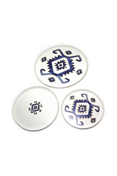 Porland Arabesque Mavi Desen Servis Sunum Seti