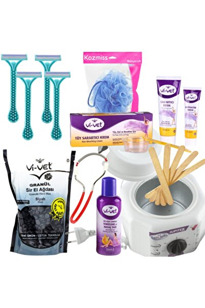 Kozmiss Ağda Isıtıcı Makine Vivet Siyah Boncuk Ağda Seti Tüy Sarartıcı Kremli...