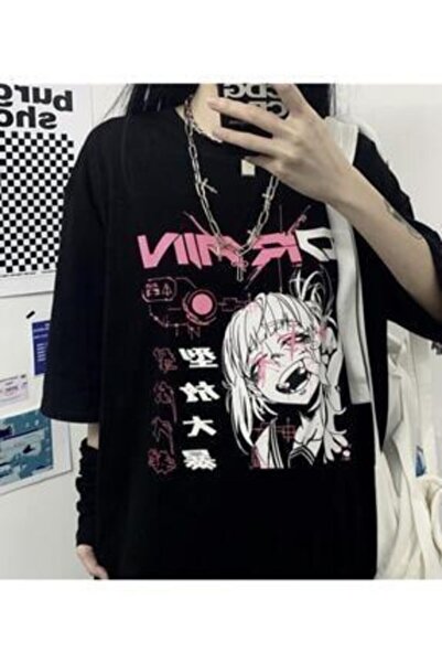 GC GÖKHAN CLUB Tricou negru pentru femei My Hero Academy Himiko Toga imprimat