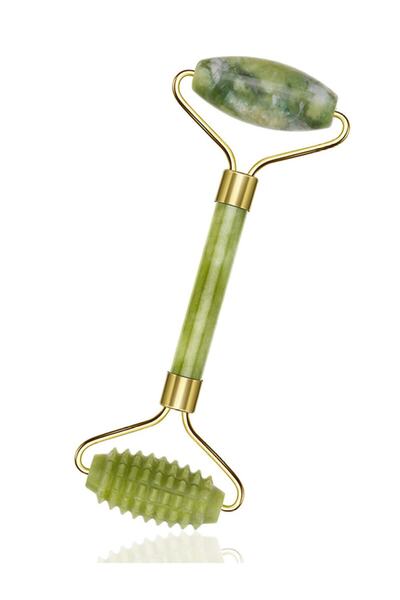 Fulia Jade Stone Gua Sha Massage Stone Natural Stone Comb and Jade Stone Roller Certified Double Skin Care Set