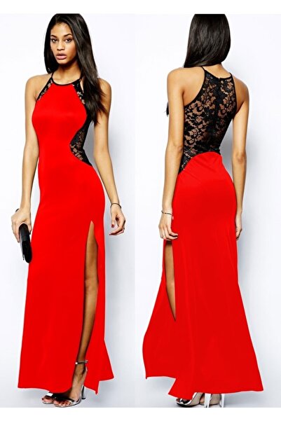 Secret Passion Lingerie Κόκκινο ελαστικό ύφασμα κατάδυσης με σχισμή δαντέλα Λ...