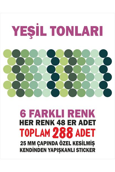 ENGINPRINT 288 Pieces 25mm Green Shades Specially Cut Stickers