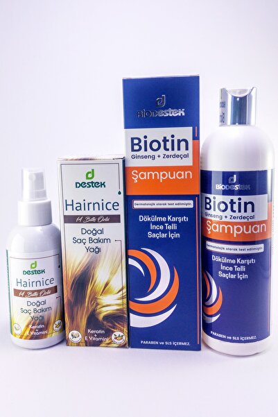 Biodestek Destek Biotin Şampuan 330 ml Ve Hairnice Saç Bakım Yağı 150 ml