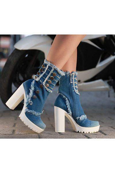 StarBlueMooN Women's Denim Boots