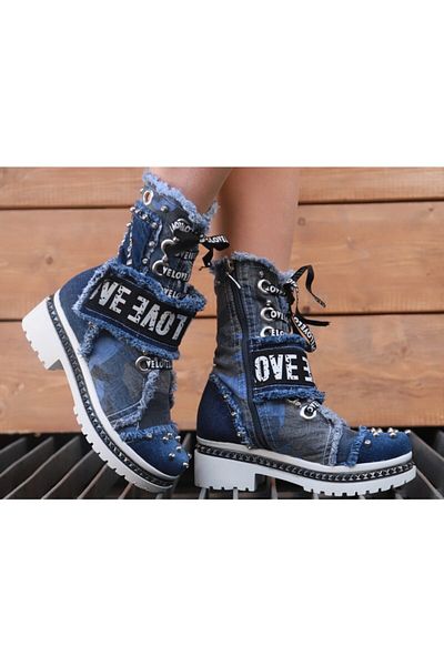StarBlueMooN Women's Blue Denim Boots