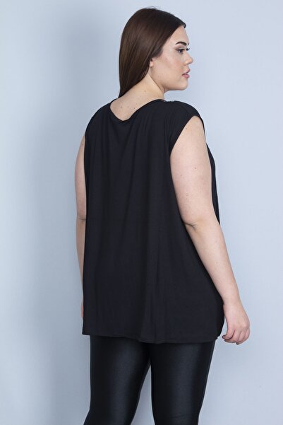 Şans Dámská velká černá blůza s flitry 65n23605