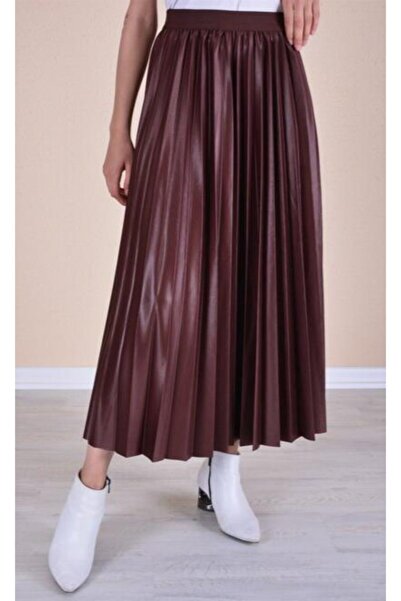 Nacar Deri Görünümlü Harika Piliseli Etek