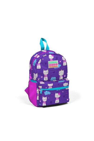 Coral High Rucsac cu două compartimente cu model pisică violetă pentru copii 23328