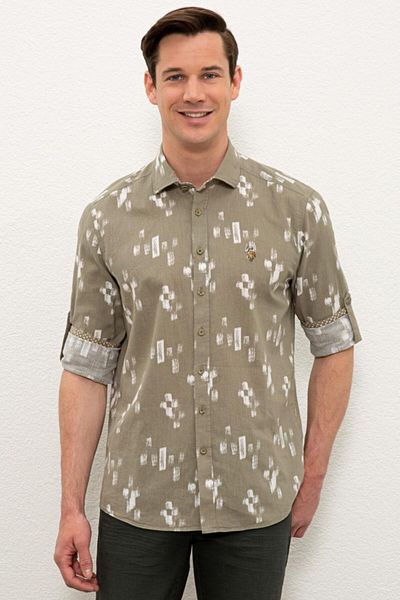 U.S. Polo Assn. Η.Π.Α. Ανδρικό πουκάμισο Polo Regular Fit 1227887 Hydra 027 Khaki