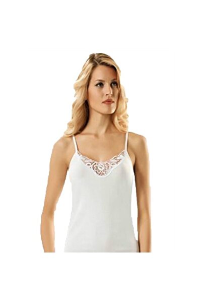 Seher Yıldızı Жіноча біла майка на бретельках з мереживом, 12 шт.