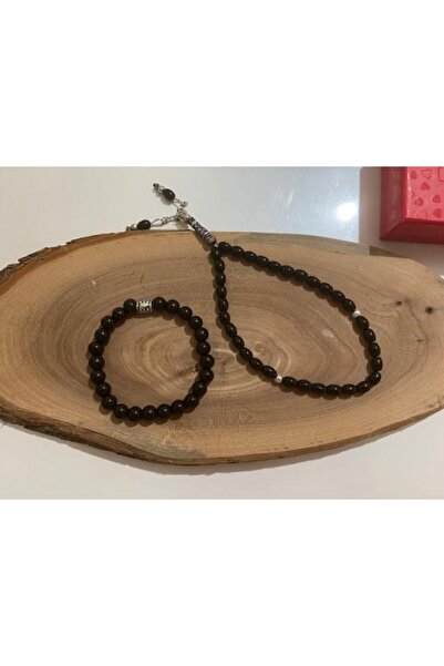 sema aksesuar Συνδυασμός βραχιόλι και χάντρες προσευχής Onix από φυσική πέτρα