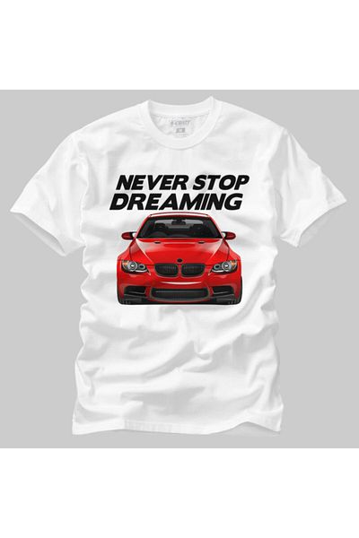 Crazy Ανδρικό λευκό μπλουζάκι με στάμπα Never Stop Dreaming