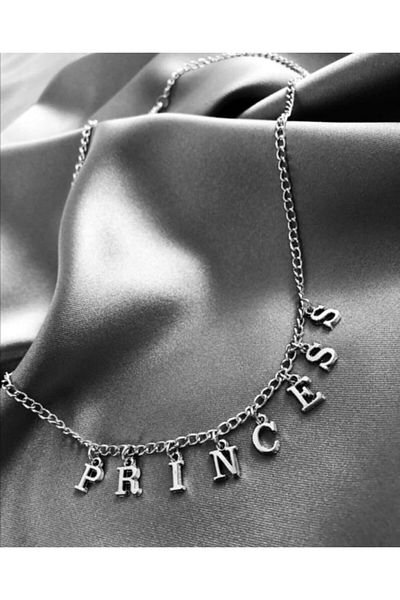 AlpCollection Women's Gray Princess Lettered Necklace 45 cm