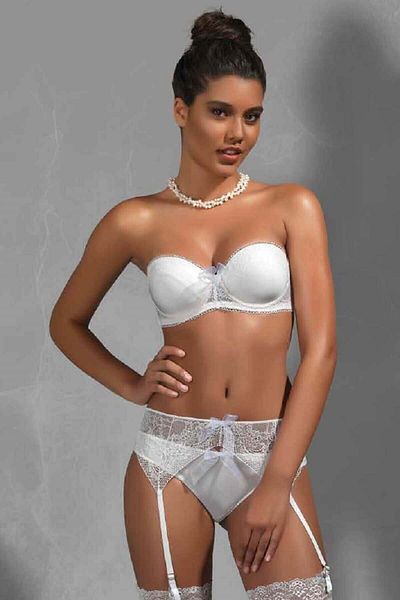 Golshan Women's Ecru Lace Bow Non-Supporting Recovery Fancy Bra
