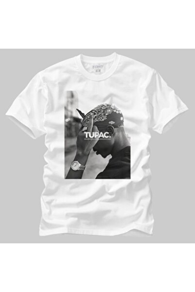 Crazy Ανδρικό λευκό μπλουζάκι Tupac Fuck The World