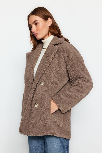 Trendyol Collection Премиум премиум широка плюшена шуба от норка TWOAW24KB00158