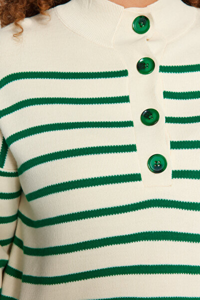 Trendyol Curve Πλεκτό πουλόβερ πράσινο ριγέ TBBAW24AN00077