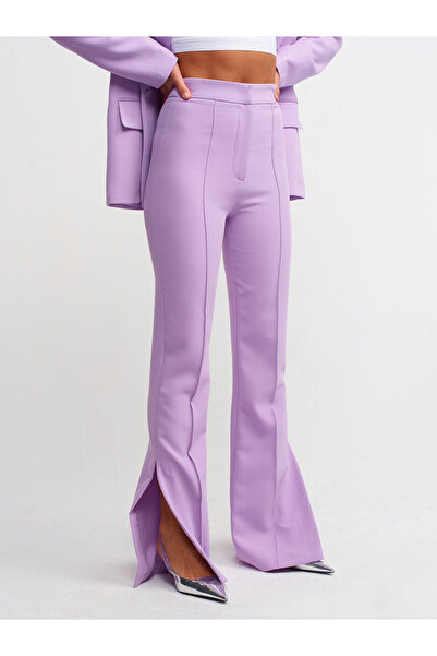 Dilvin 7002 Spanish Leg Pants with Slit Lilac
