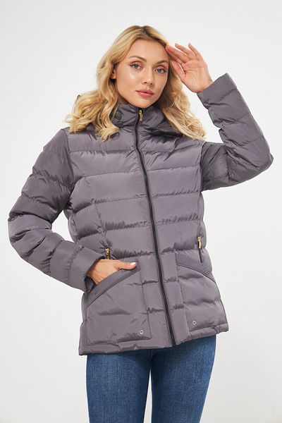 DYNAMO Women's Smoked Puffer Jacket with Removable Hood 5014