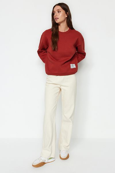 Trendyol Collection Regular Fit Strick-Sweatshirt mit Rundhalsausschnitt und Tile Label-Details TWOAW24SW00289