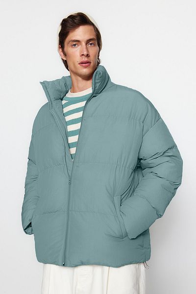 Trendyol Collection Unisex Mint Oversize Pufferjacke – Stehkragen, wasser- und windbeständig TMNAW24MO00003