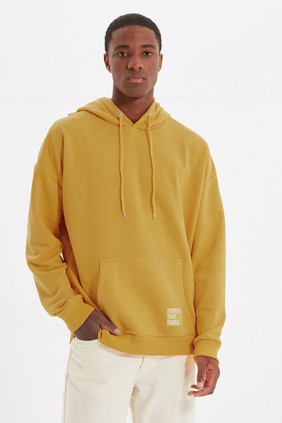 Trendyol Collection Gelbes Fleece/warmes Oversize-Sweatshirt mit Kapuze - TMNAW21SW2005