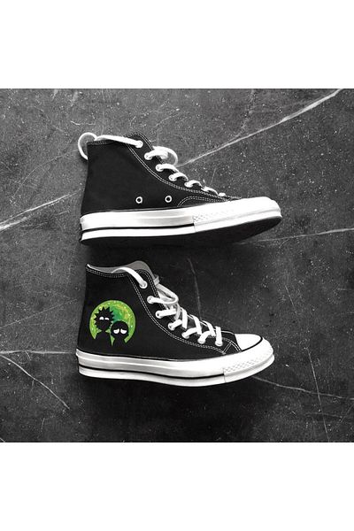 Touz Blunt Blunt R&M Shadow Printed Black Pantofi de pânză unisex