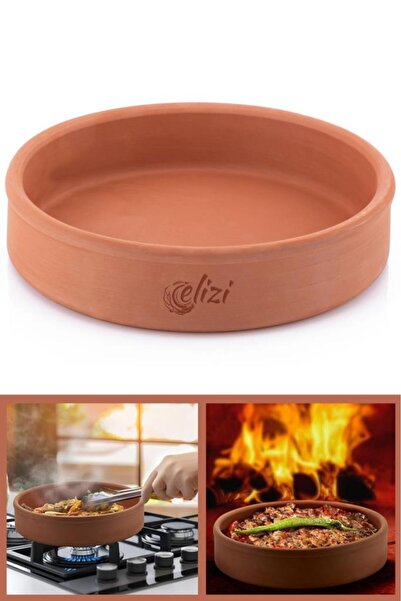 ELİZİ Elizi Toprak Güveç, Fırın Kabı, Yuvarlak Fırın Tepsisi Büyük Boy 30 cm