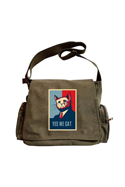 DEEFWEAR Yes We Cat з принтом Поштова сумка/сумка з регульованим ременем і кишенями на блискавці