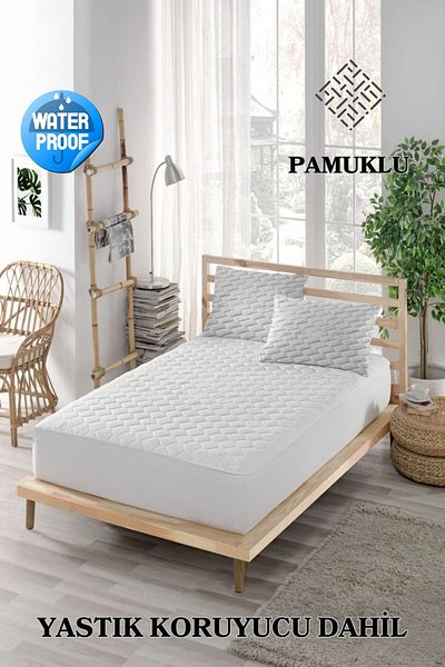 ELY PARKER 3 Piece Liquid-Proof Elastic Sheet and Pillow Mattress Set - 100% Cotton Quilted