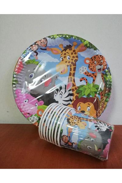 AKTEZ-EL Paper Plate - Glass-safari- Pack of 8