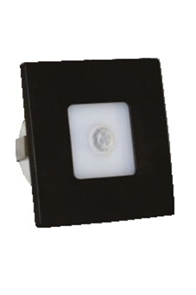 Akviva Mat Siyah Kasa Kare Sensörlü Koridor Aydınlatma, 3 Watt Kare Beyaz Işı...