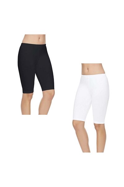 Tutku ELASTAN SHORT/KNEE TOP SIZE 2-PIECE TIGHTS - BLACK&WHITE