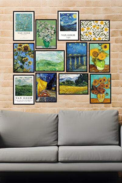 Artavessa 12 Parça Siyah Çerçeve Görünümlü Mdf Tablo Seti