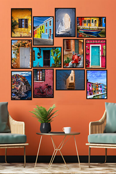 Artavessa 12 Parça Siyah Çerçeve Görünümlü Mdf Tablo Seti