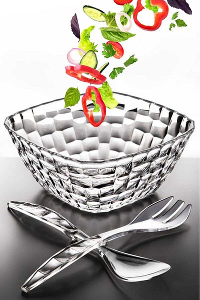 Queen’s Kitchen Acrylic Luxury Salad Bowl with Spoon