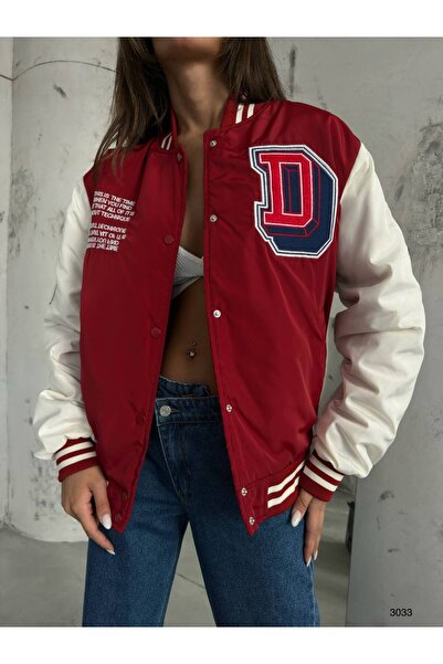Dimalis Kadın Oversize Nakışlı Kolej Ceket