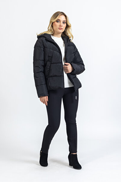 ONLY monica Short Puffer Γυναικείο Πουφερ Μαύρο Παλτό 15205638 - Αποσπώμενη Γούνα - 15160168