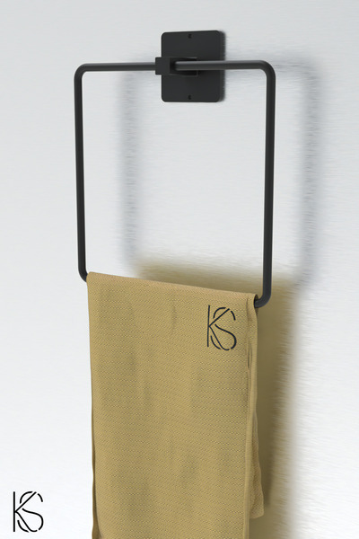 KILINÇ STORE حامل مناشف مربع لاصق أسود Klnç0006