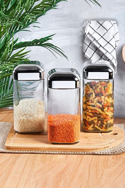 Turnberry 3 قطع غطاء مفرغ إضافي من الزجاج السميك لتخزين البقولات والأغذية، حا...