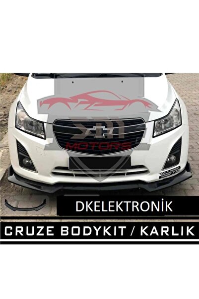 DKELEKTRONİK Chevrolet Cruze Uyumlu Ön Tampon Eki Body Kit Karlık Lip Siyah