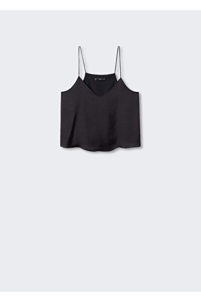 MANGO Woman Σατέν μπλούζα με λουράκι