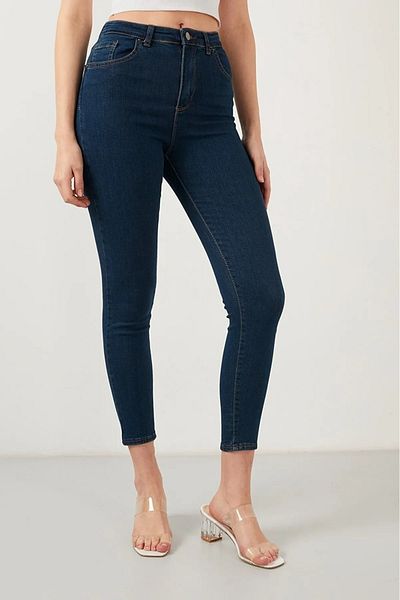 SANTA BELLA Blugi de damă cu talie înaltă, albastru închis, super skinny
